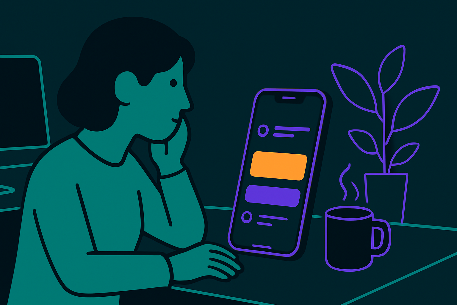 A person checking a simple daily timeline on their phone, representing an ADHD planner app in everyday use.