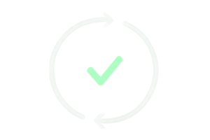 A closed feedback loop of arrows circling a checkmark with a memory icon at the center, representing an AI agent workflow.