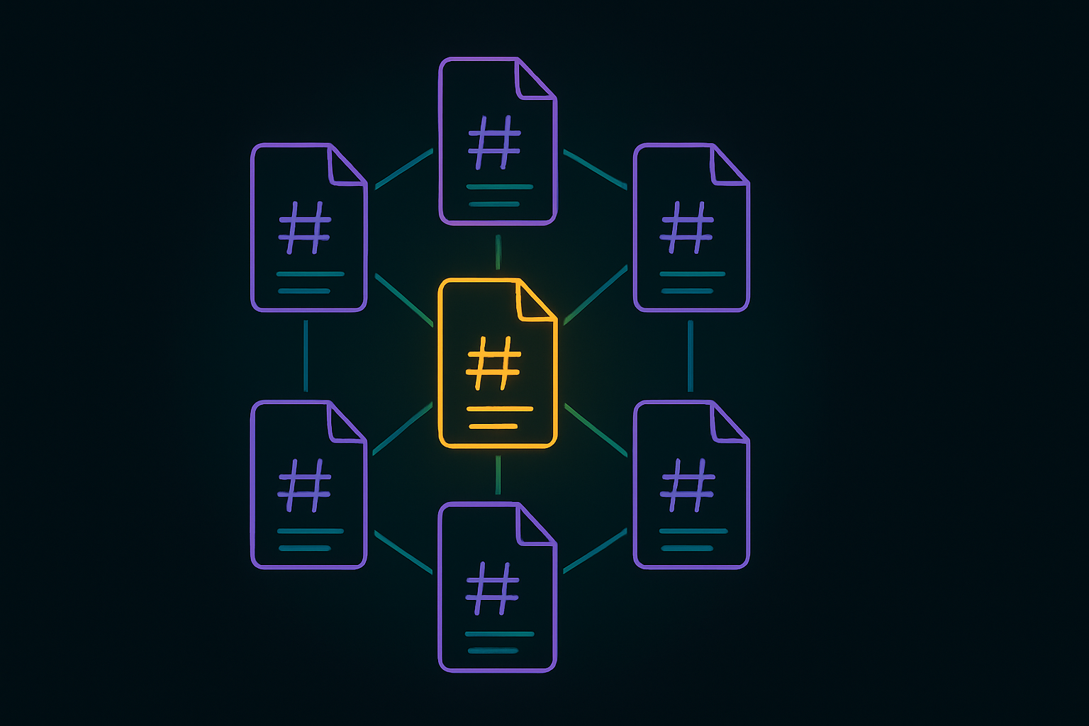 A glowing vault of connected Markdown notes forming a knowledge graph, representing building an AI operating system in Obsidian.