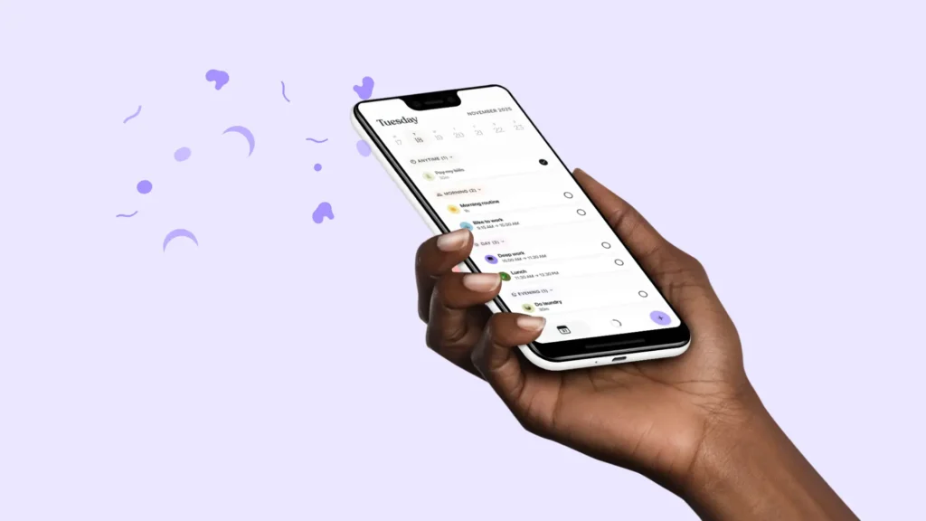 Tiimo app, a visual timeline day planner and one of the best visual planner apps for ADHD and neurodivergent brains