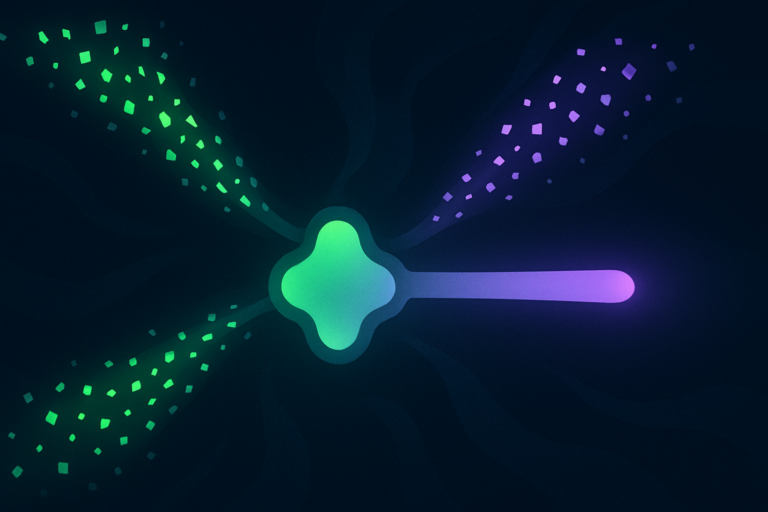 A central hub sorting several incoming streams into one calm output, representing an ai chief of staff