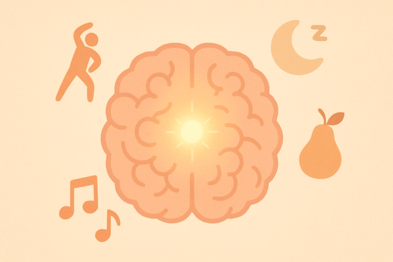 Illustration of natural ways to boost dopamine for ADHD brains