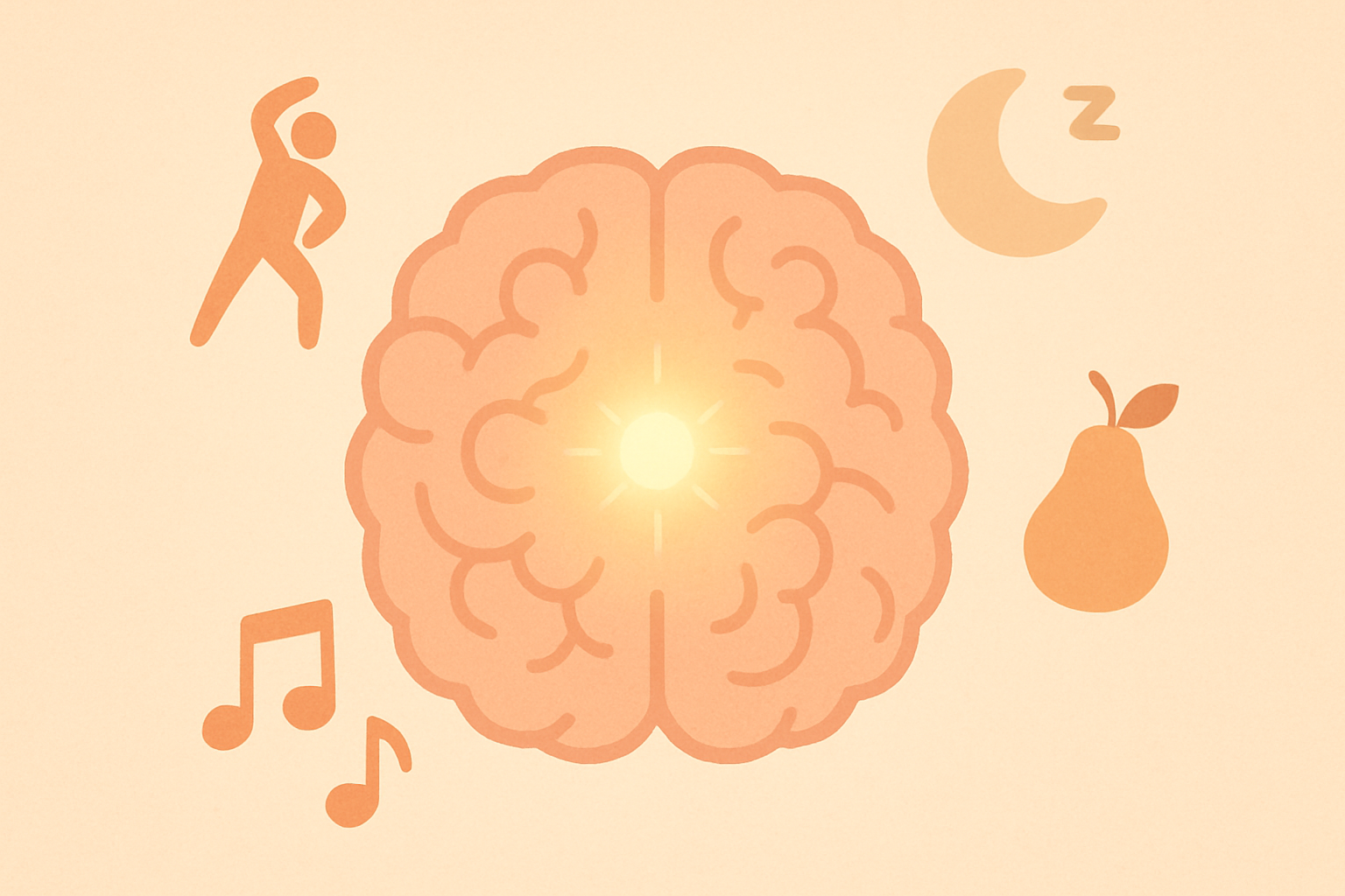 Illustration of natural ways to boost dopamine for ADHD brains