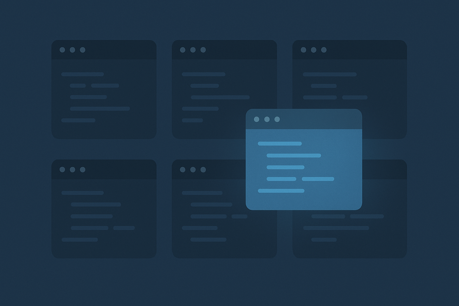 Illustration comparing several AI code editor windows as cursor alternatives