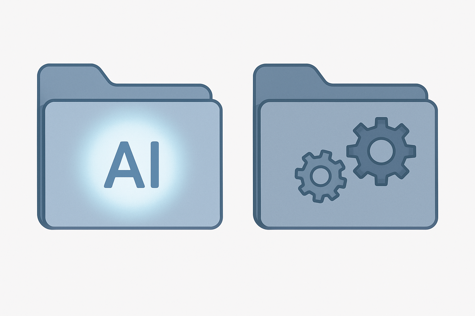 Illustration comparing automatic and rule-based AI file organizing approaches