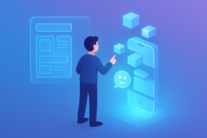 Illustration of building an app with AI tools