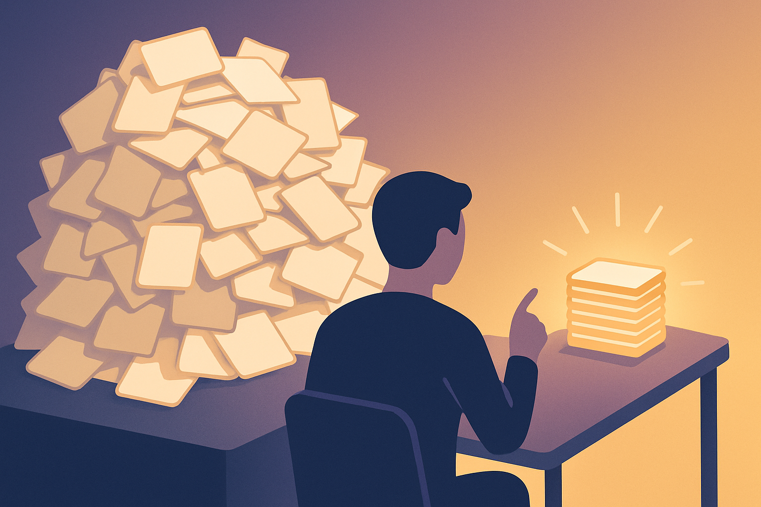 Illustration of choosing quality prompts over a huge generic prompt library