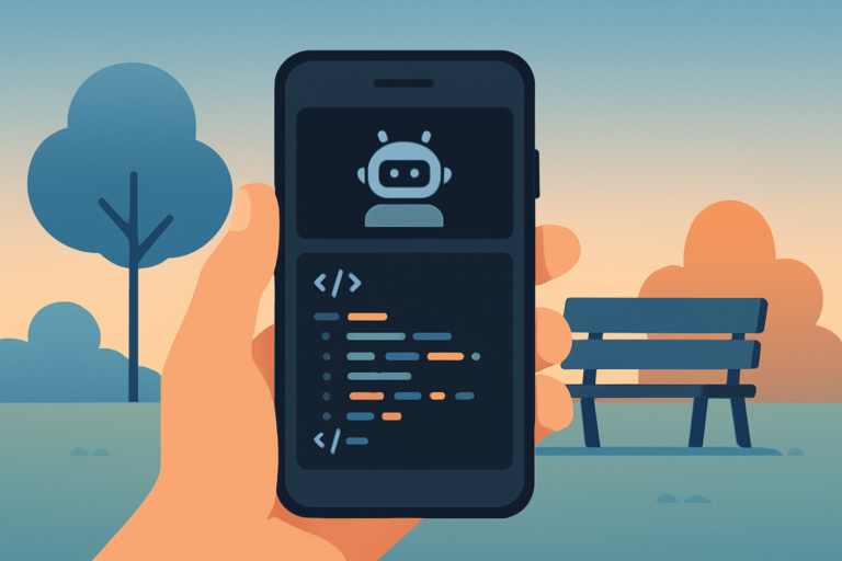 Illustration of using a coding agent from a smartphone