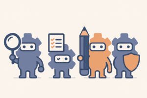 Illustration of small specialized helper icons representing Claude Code subagents