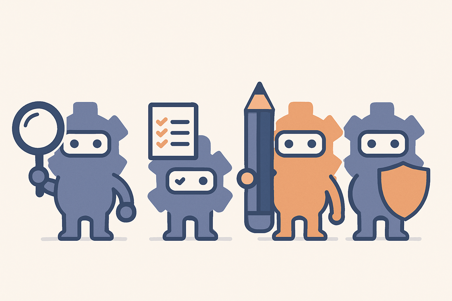Illustration of small specialized helper icons representing Claude Code subagents