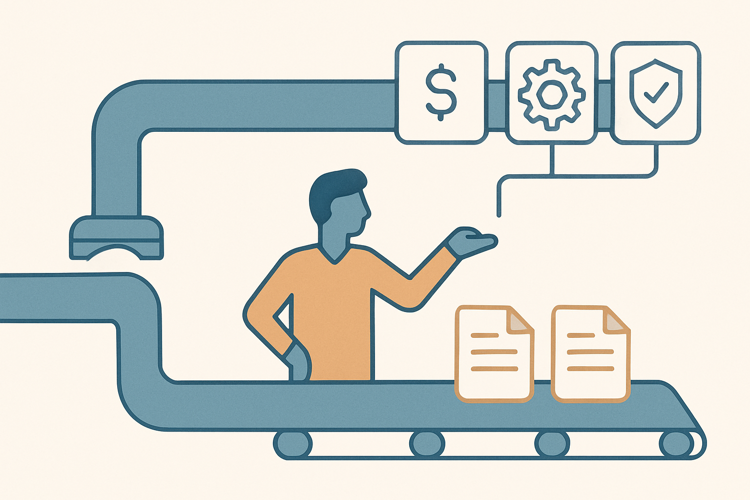 Illustration of a developer routing different tasks between a premium AI model and a cheaper open-weight AI model