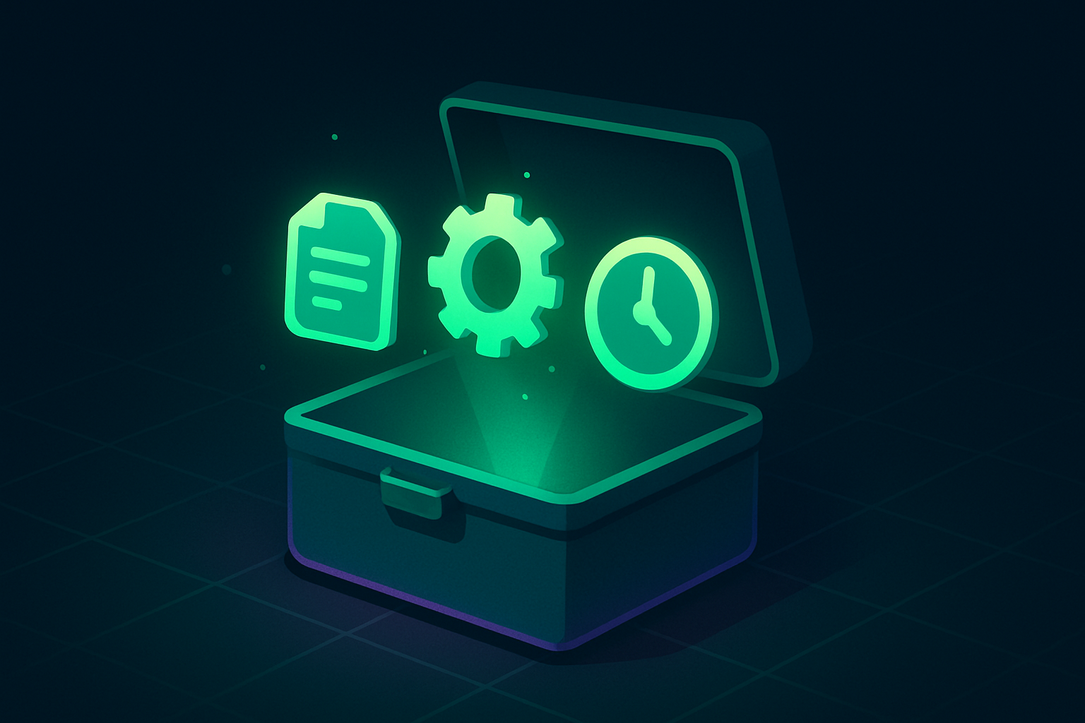 Floating toolbox with glowing modular tool icons, representing a curated Claude skills library
