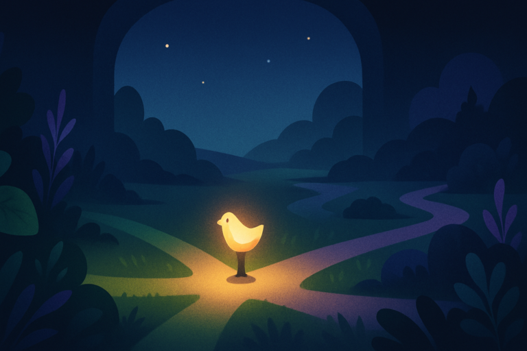 Glowing garden crossroads representing a choice among Finch alternative apps