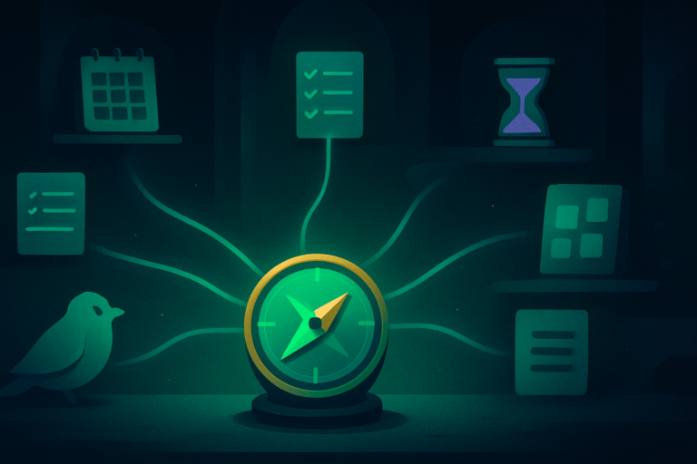 Tiimo alternative planning apps shown as seven paths around a visual day compass