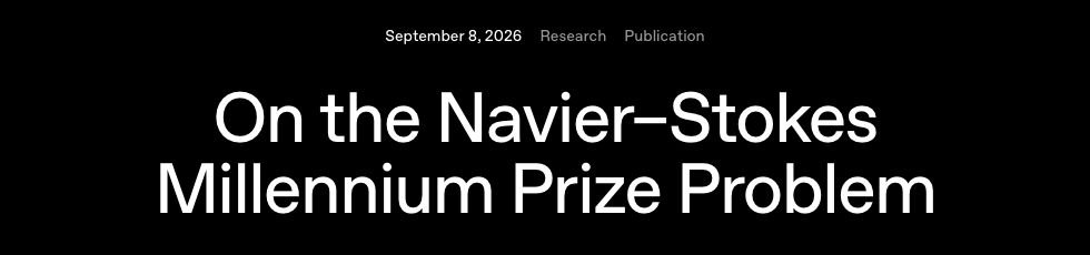 OpenAI research announcement titled On the Navier-Stokes Millennium Prize Problem, dated September 8, 2026.