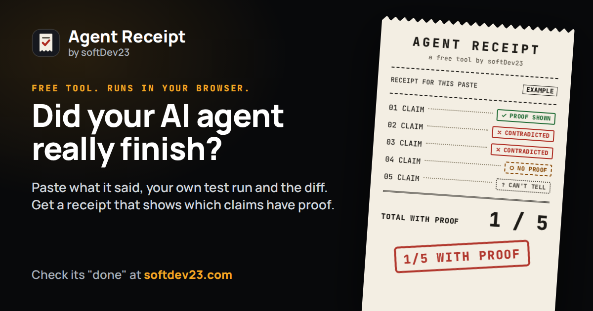 Agent Receipt: a paper receipt showing which claims have proof